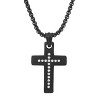Steeltime 24" black ip stainless steel and simulated diamonds cross pendant - 2 of 4