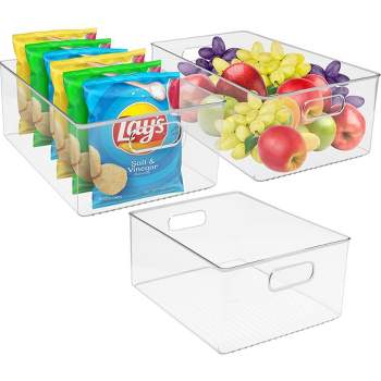 Sorbus 3 Pack Large Clear Plastic Container Bins - Great for Organizing the Kitchen, Fridge, Pantry and More
