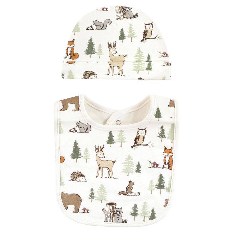 Hudson Baby Infant Boy Cotton Bib and Caps Set, Forest Animals, One Size, 4 of 6