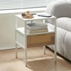 Rattan Nightstand Set of 2,Narrow Side Table with Drawer, Wood Accent End Table,Bedside Table with Storage for Living Room Bedroom Office - 4 of 4