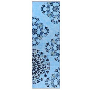 Bohemian Damask Medallion Non-Slip Washable Indoor Runner or Area Rug by Blue Nile Mills - 1 of 4