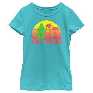 Girl's She-Hulk: Attorney at Law Sunset Green Hero T-Shirt - 1 of 4
