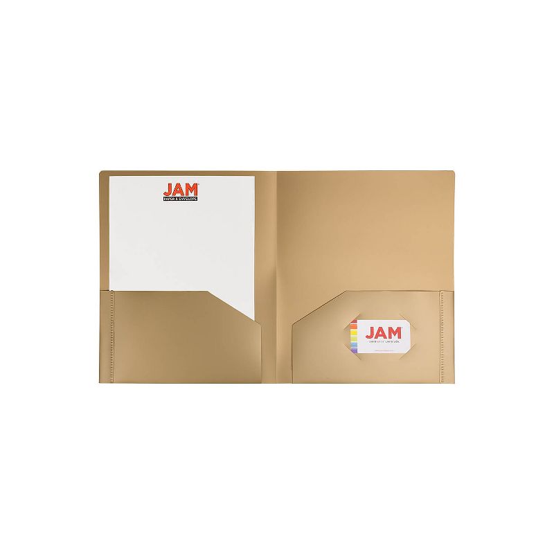 JAM Paper Heavy Duty 2-Pocket Folders Gold 6/Pack (383HHGOA) 383HGOA, 3 of 6