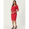 INSPIRE CHIC Women's Vintage Sweetheart Neck Sheath Dresses with Belt - 3 of 4