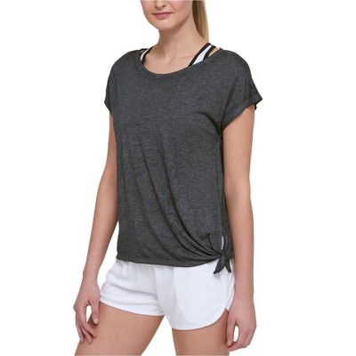 Tommy Hilfiger Womens Side Slit Basic T-Shirt, Grey, X-Small
