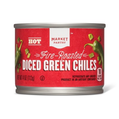 Hot Fire Roasted Diced Green Chiles 4oz - Market Pantry™