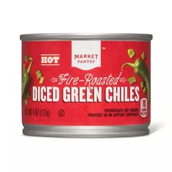 Hot Fire Roasted Diced Green Chiles 4oz - Market Pantry™