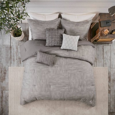Gray California King 7-Piece Seersucker Comforter Set