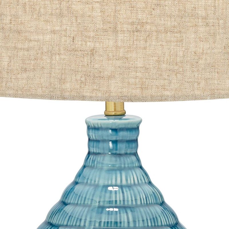 360 Lighting Kayley 24" High Small Mid Century Modern Coastal Table Lamps Set of 2 Blue Ceramic Living Room Bedroom Bedside Nightstand House Office, 3 of 6