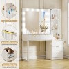 PAKASEPT Fluted Makeup Vanity Tables with 25" Lighted Mirror, 58" Modern Vanity Desk with Glass Canbinet & 5 Drawers, Dressing Table - 4 of 4