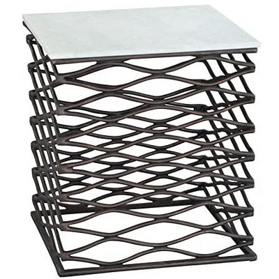 Zuo Duke Side Table White & Antique Bronze