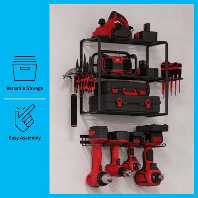 Stalwart Black Steel 3-Tier Power Tool Organizer Shelving
