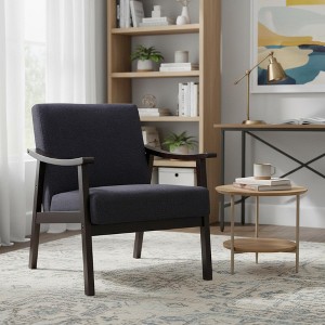 Homy Casa Modern Upholstered Accent Chair with Curved Wood Arms for Living Room or Bedroom - 1 of 4