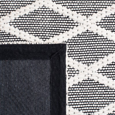 Marbella 6' Square Black and Ivory Wool Cotton Rug