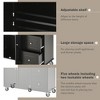 LOVSON 52.7'' Rolling Mobile Kitchen Island with Solid Wood Top, Locking Wheels, Storage Cabinets,Drawers , For Kitchen, Dining Room, Black - 4 of 4