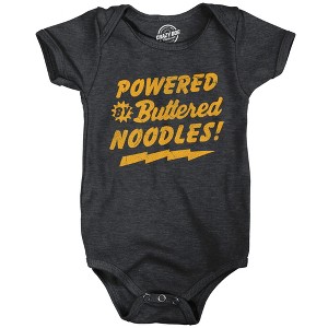 Powered By Butter Noodles Baby Bodysuit Funny Sarcastic Food Graphic Novelty Jumper For Infants - Crazy Dog Baby Bodysuit - 1 of 4
