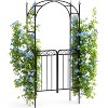 Acekool 8FT Metal Garden Arch with Double Gates, Steel Outdoor Arbor Trellis for Climbing Roses, Vines & Flowers, Wedding & Backyard Decor - 2 of 4