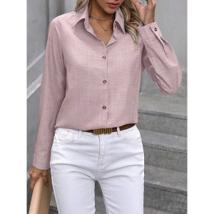 Clearlove Womens Button Down Shirts  Long Sleeve Wrinkle Free Collared Work Office Casual Blouses Tops - 1 of 3
