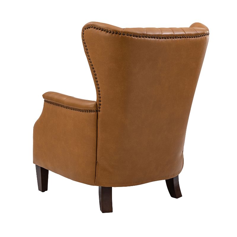 Set of 2 Valerius Genuine Leather Armchair with Nailhead Trims and Solid Wood Legs | HULALA HOME, 4 of 12