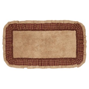 Burlap Natural w/ Burgundy Check Bathmat 27x48  VHC Brands - 1 of 3