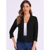 Allegra K Women's Cropped Elegant Sweater Open Front 3/4 Sleeve Knit Casual Cardigan - 2 of 4