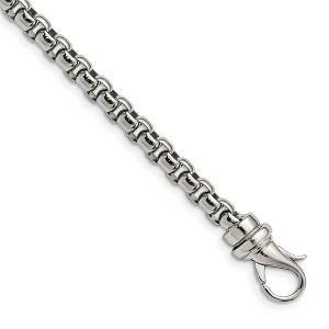Black Bow Jewelry Mens 6mm Stainless Steel Polished Rounded Box Chain Bracelet, 8.5 Inch - 1 of 4