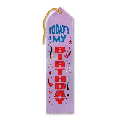 Beistle Biestle 2" X 8" Today's My Birthday Award Ribbon Light Purple 9 ...