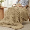 Handmade Chenille Throw Blanket , Chunky Knit Cable Knitted Crochet Blanket-Amelie Home - 4 of 4