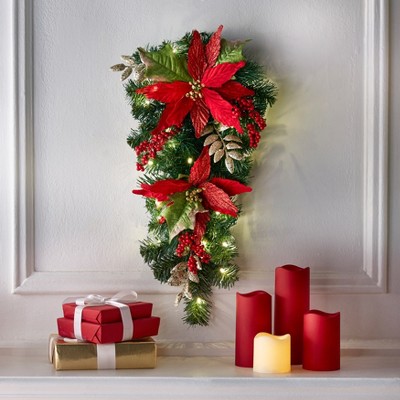 BrylaneHome Pre-Lit Poinsettia Christmas Collection