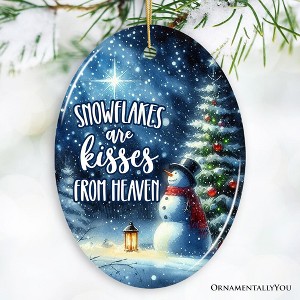 Snowflakes are Kisses from Heaven Christmas Ornament, Snowman in Magical Night Remembrance Gift| OrnamentallyYou - 1 of 4