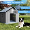 CAVINAS  Weatherproof Outdoor Dog House, 38" Ventilated Pet Shelter with Elevated Floor & Ground Anchors,Blue - 3 of 4