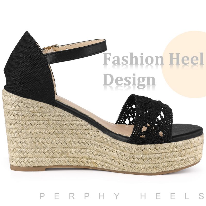 Perphy Platform Ankle Straps Espadrille Wedge Heel Sandals for Women, 4 of 6