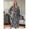 INSPIRE CHIC Women's Satin Leopard Silky Long Sleeves Cover Up Loose Bridal Party Long Bathrobes with Belt - 2 of 4