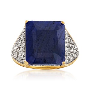 Ross-Simons 10.00 Carat Sapphire and .40 ct. t.w. White Topaz Ring in 18kt Gold Over Sterling - 1 of 4