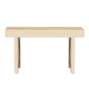 Infurnic Decorative Storage Cabinets Console Table with Rattan Accent, Stylish Rustic Sofa Table for Living Room and Hallway, Beige, 51.9"*13.8"*30" - 1 of 4