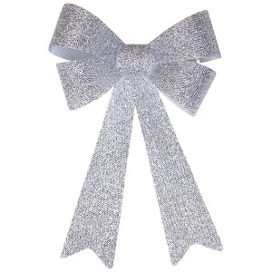 Northlight Tinsel 4-Loop Bow Christmas Decoration - 16" - Silver - 1 of 4