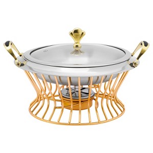 YIYIBYUS Round Stainless Steel Chafing Dish Buffet Catering Chafers and Buffet Warmers with Fuel Holder - 1 of 4