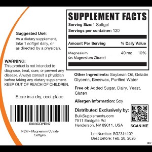 BulkSupplements Magnesium Citrate Softgels - 1 of 4