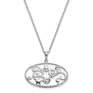 Black Bow Jewelry Rhodium Plated Sterling Silver I Believe in You Star Necklace, 18 Inch - 1 of 4