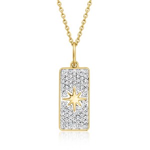 Ross-Simons 0.40 ct. t.w. Diamond North Star Bar Pendant Necklace in 18kt Gold Over Sterling Size 18 - 1 of 3