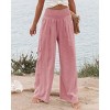 Womens Palazzo Pants Wide Leg High Waist Smocked Harem Pants Loose Fit Lounge Pants Linen Textured Summer Boho Bagyy Yoga Pants - 3 of 4