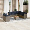 vidaXL 10 Piece Patio Sofa Set with Cushions - Gray Poly Rattan - 2 of 4