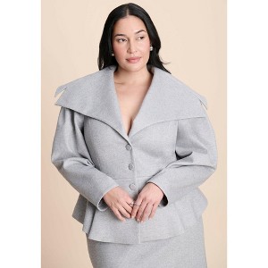 ELOQUII Wide Collar Peplum Heathered Jacket : Target