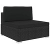 vidaXL Patio Furniture Rattan Sofa Chair Middle Seat with Cushions Poly Rattan - Black - 2 of 4