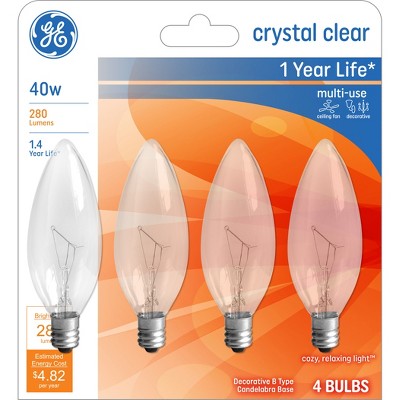 Ge 4pk 25w Cac Long Life Incandescent Chandelier Light Bulb White : Target