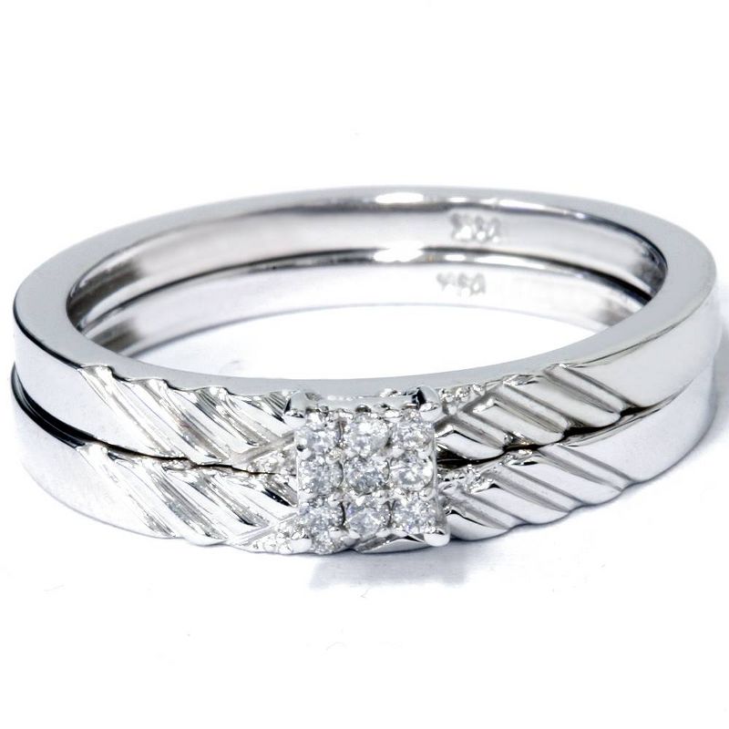 Pompeii3 Diamond Engagement Matching Wedding Ring Set 14K White Gold, 4 of 6