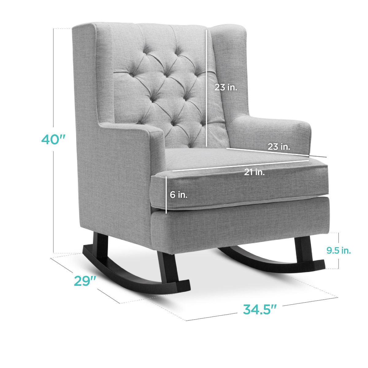 Best Choice Products Rocking Accent Chair, Tufted Upholstered Wingback for Home, Nursery w/ Wood Frame - Gray - thumbnail 7
