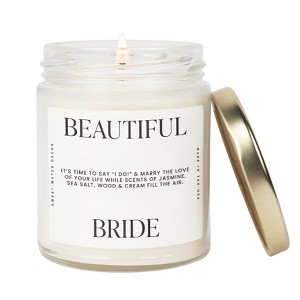 Sweet Water Decor Beautiful Bride Large Quote Text 9oz Clear Jar Candle - 1 of 3