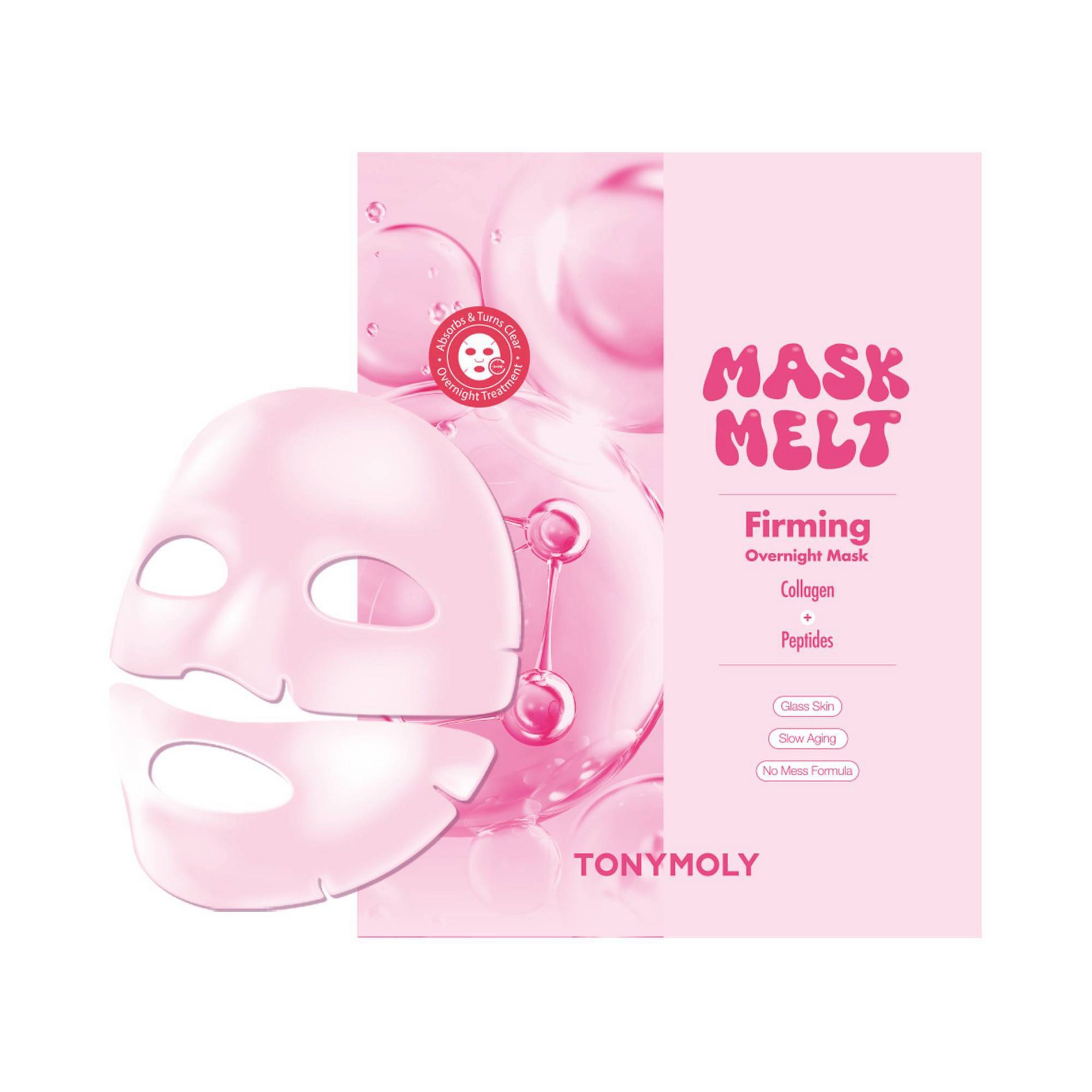 TONYMOLY Collagen + Peptide Overnight Hydrogel Mask - 33g: Smoothing, Normal Skin, Unscented