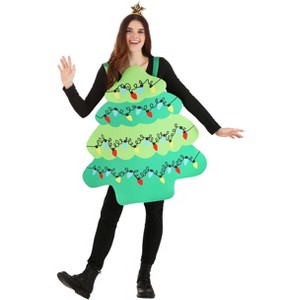 HalloweenCostumes.com One Size Fits Most   Adult Green Christmas Tree Costume, Red/Green/Green - 1 of 4